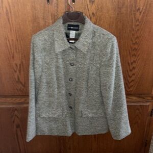 Green white brown heathered coat size 14
